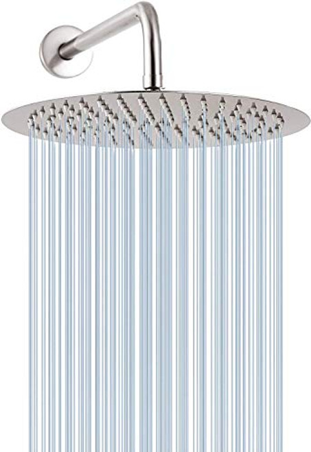 Rain Shower Head with Extension Arm GGStudy Round 12 Inch Stainless Steel High Pressure Shower Head Rainfall Shower Head Brushed Nickel Ultra Thin Rainfall Bath Shower 1/2 Connection Rain Shower Head with Extension Arm GGStudy Round 12 Inch Stainless Steel High Pressure Shower Head Rainfall Shower Head Brushed Nickel Ultra Thin Rainfall Bath Shower 1/2 Connection