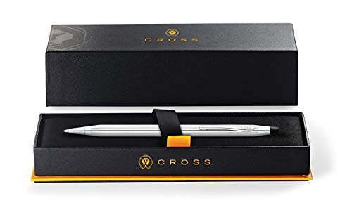 Cross Classic Century Lustrous Chrome Ball Pen (Black Ink,Medium Point) New in Box + 1x Extra (Blue Ink,Medium Point) Refill