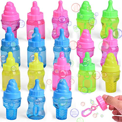 FUN LITTLE TOYS 18 PCs Bubble Wands for Kids, Bubble Party Favors Assortment, Bubble Bulk for Summer Outdoor Activities
