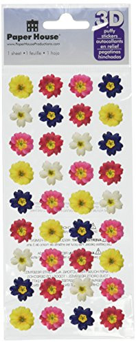 Paper House Productions STP-0055E Primroses Stickers, Puffy (3-Pack)