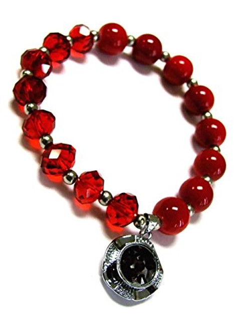 Linpeng PUP-31-1 Woman Bracelet/Crystal Spinner Lucky Charm/Birthstone Color/January, Garnet Linpeng PUP-31-1 Woman Bracelet/Crystal Spinner Lucky Charm/Birthstone Color/January, Garnet
