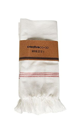 Creative Co-op Simplistic Striped Farmhouse Cotton Napkin Set - Set of 4