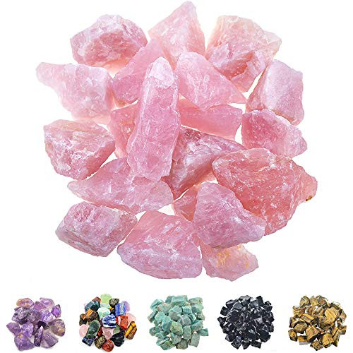FORBY 1 lb Bulk Rose Quartz Rough Stones - Large 1" Natural Raw Stones Crystal for Tumbling, Cabbing, Fountain Rocks, Decoration,Polishing, Wire Wrapping, Wicca & Reiki Crystal Healing FORBY 1 lb Bulk Rose Quartz Rough Stones - Large 1" Natural Raw Stones Crystal for Tumbling, Cabbing, Fountain Rocks, Decoration,Polishing, Wire Wrapping, Wicca & Reiki Crystal Healing