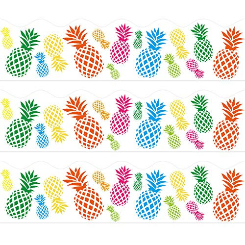 Tropical Pineapple Bulletin Board Border Trim for Classroom Chalkboard Whiteboard Decoration Scalloped 36ft