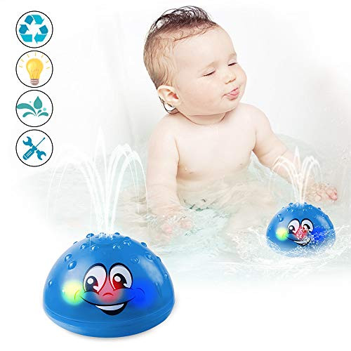 Bath Toys, Water Spray Toys for Kids Baby Bath Toys for Toddlers LED Light Up Bathtub Toys for Toddlers Sprinkler Bath Toy Baby Shines Bath Toy Baby Toys-Blue