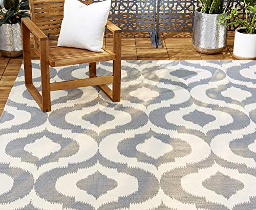 Home Dynamix 14219L-451 Trina Turk Rio Vivianna Moroccan Indoor/Outdoor Area Rug 2'x3', Ikat Gray/Crisp White