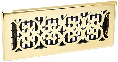 Decor Grates SPH412 Floor Register, 4x12, Polished Brass Finish