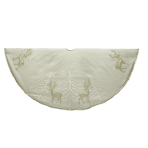 Kurt Adler 48" Gold Tree and Reindeer Applique Treeskirt