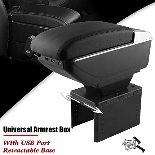 Sporacingrts Universal Armrest Box Front Center Console with Charging 7 USB Ports Built-in LED Light, Cup Holder