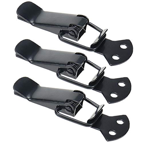 Coshar 4 Set Black Hardware Cabinet Boxes Spring Loaded Latch Catch Toggle Hasp with Screws