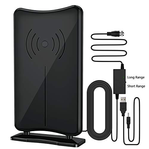 Digital HD TV Antenna, KKUYI Amplified Indoor HDTV Antenna 160 Miles Long Range Reception with Amplified Signal Booster, Support 4K HD UHF VHF Local Channels - 16.5 ft Coax Cable Digital HD TV Antenna, KKUYI Amplified Indoor HDTV Antenna 160 Miles Long Range Reception with Amplified Signal Booster, Support 4K HD UHF VHF Local Channels - 16.5 ft Coax Cable