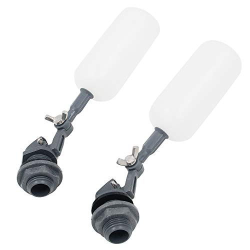 HONJIE 1/2 Inch NPT Mini Float Ball Valve Kit Automatic Fill Feed Humidifier Tank Pond Shut Off Water Float Ball Valve, 2 PCS Deep Gray