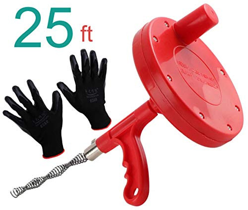 Drain Snake 25-FT,Drain Plunger Augers Snakes For Plumbing, Plumbing Snake Auger,