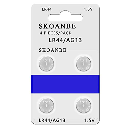 SKOANBE 4PCS SR44 LR44 A76 357 303 AG13 1.5V Coin Cell Batteries SKOANBE 4PCS SR44 LR44 A76 357 303 AG13 1.5V Coin Cell Batteries