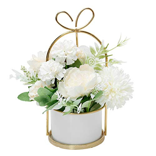 Veryhome Artificial Flowers Hydrangea with Ceramic Vase Silk Chrysanthemum Mini Potted Fake Flowers Hanging Potted Plants for Wedding Home Office Decoration Pack of One (White) Veryhome Artificial Flowers Hydrangea with Ceramic Vase Silk Chrysanthemum Mini Potted Fake Flowers Hanging Potted Plants for Wedding Home Office Decoration Pack of One (White)