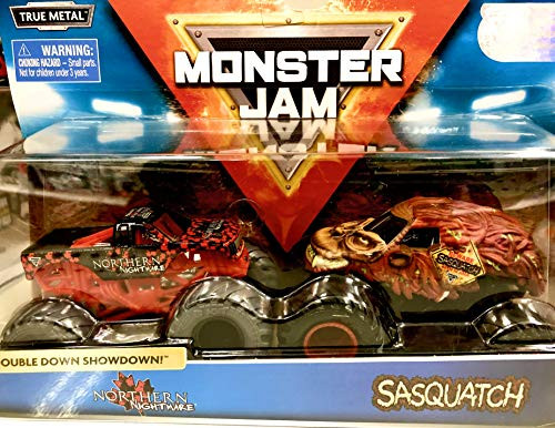 Monster Jam, Official Northern Nightmare Vs. Sasquatch Die-Cast Monster Trucks, 1: 64 Scale, 2 Pack