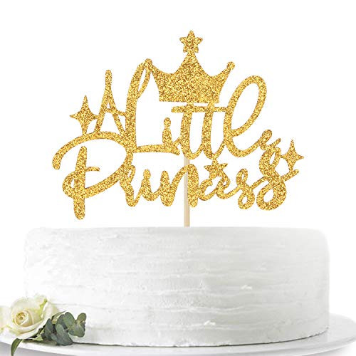 Gold Glitter A Little Princess Cake Topper for Baby Shower/Baby Girl First Birthday/Little Girl Gender Reveal Party Decorations