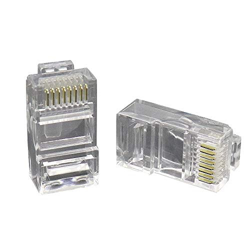 Geesatis 200 PCS RJ45 Connectors Cat6 Cat5e Cat5 Connector Ethernet Cable Crimp Connectors UTP Network Plug for Standard Cable Cable Crimp Ends Connectors(Clear)
