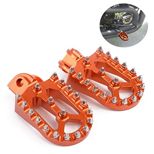 Motor-mh Wide CNC Motorcycle Foot Pegs Footrest for KTM 125 250 300 350 SX/EXC 1998-2015, KTM 660 SMS/Rally 2000-2006, KTM 690 ENDURO/R 2008-2017, KTM 1290 SUPER ADVENTUR/R/S/T 2015-2017 Orange