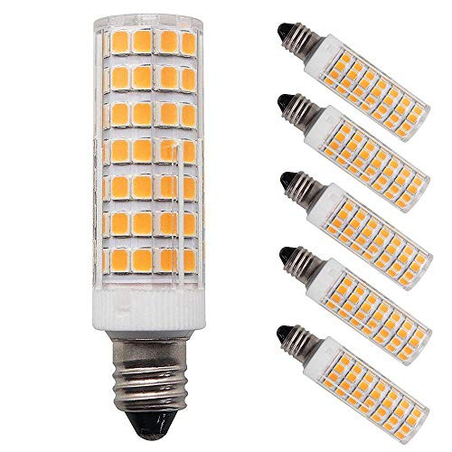 XYTGD [5-Pack] E11 LED Bulb dimmable 8W Equivalent to 100w 75w Halogen Bulb, 1000lm Indoor Warm White 3000k JD T4 E11 Mini Candelabra Bulb for Chandelier Ceiling Fan Light Bulb