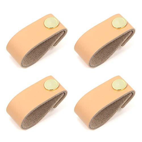 Tulead Yellow Leather Handles Cabinet Pulls Drawer Handle Pulls Dresser Hardware Pull Knobs Door Handles Pack of 4 with Mounting Screws