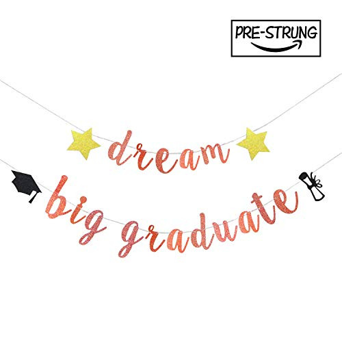 Glitter Dream & Big Graduate Banner - High School/College Graduate Congratulations Hanging Decorating-Congrats Grad Graduation Party Decorations Supplies