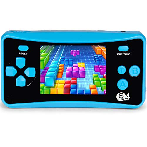JJFUN Retro Handheld Game Console for Kids, Built-in 182 Classic Games Arcade Entertainment Gaming System, 2.5" LCD Portable FC TV-Out Video Game Player for Children-Blue