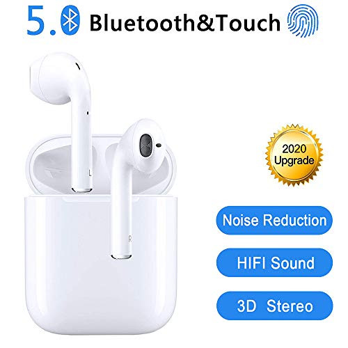 Wireless Earbuds Bluetooth 5.0 Headset Earbuds Headphones Built-in Microphone and Charging Box, 3D high-Definition Stereo Noise Reduction, Suitable for Apple Airpods/Android/iPhone/Samsung