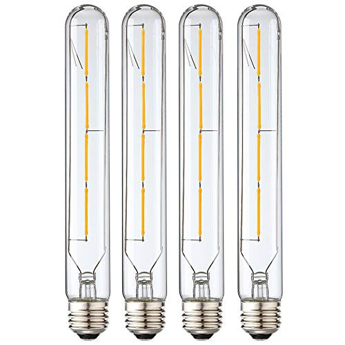 LEOOLS T10 Led Long Bulbs,4W Dimmable Tubular Bulb,40 Watt Incandescent Bulb Equivalent Edison Style Vintage LED Filament Light Bulb, E26,2700K Warm White,8.9in(225mm),4-Pack.