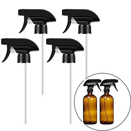 Intelligence Spray Bottle Nozzle, 4 Pack Heavy Duty Spray Bottle Handle, Stream Sprayer Replacement Trigger Spray Tops Fits Standard 8oz / 16oz Boston Round 28/400 Neck Bottles