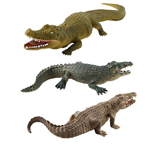 AUCOOMA 3PCS Safari Animal Figurines Set, Toy Animals for Kids, Crocodile Animal Figures