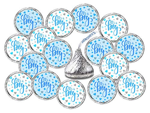 324 Its a Boy Blue Kisses Labels For Baby Shower Or Baby Sprinkle Party Or Event, Stickers, Wrappers, Favors