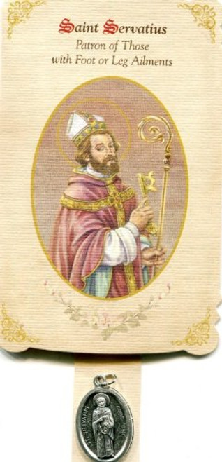 6pc Patron Saints of Healing St. Servatius (Foot / Leg Ailments) Healing Holy Card with Medal