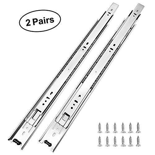 2 Pairs of 22 Inch Hardware 3-Section Full Extension Ball Bearing Side Mount Drawer Slides,100 LB Capacity Drawer Slide