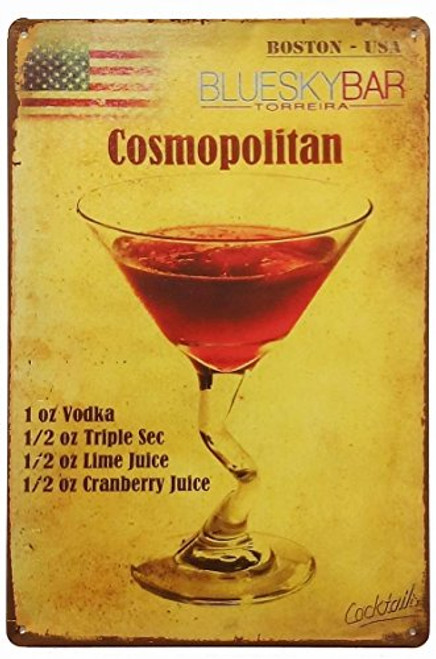 ERLOOD Blueskybar Cosmopolitan Tin Sign Wall Retro Metal Bar Pub Poster Metal 12 X 8 ERLOOD Blueskybar Cosmopolitan Tin Sign Wall Retro Metal Bar Pub Poster Metal 12 X 8