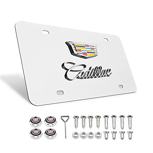 Fast & Furious for Cadillac Stainless Steel License Plate, Luxury Silver Chrome 3D Front License Plate Covers with Logo Screw Nuts for Cadillac All Models