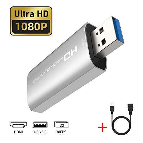 Audio Video Capture Cards HDMI to USB 3.0, HDMI Video Capture Card 1080P 30fps Record via DSLR, Camcorder, Action Cam for Live Broadcasting, Live Streaming, Gaming, Teaching, Video Conference