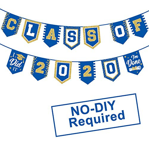 2020 Blue Graduation Banner - No DIY Required Blue Graduation Party Supplies Decorations Grad Banner for College, High School Party (Blue Class of 2020) 2020 Blue Graduation Banner - No DIY Required Blue Graduation Party Supplies Decorations Grad Banner for College, High School Party (Blue Class of 2020)