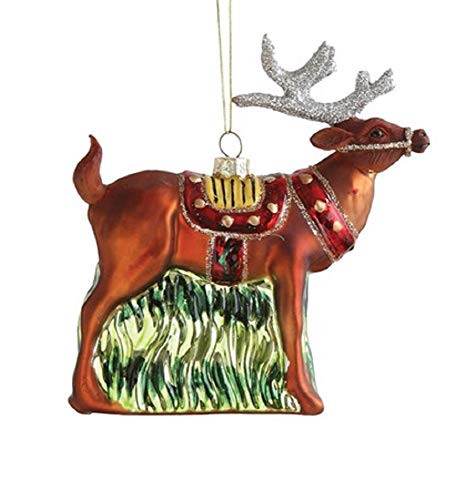Creative Co-op Santa's Reindeer Blown Glass Hanging Ornament
