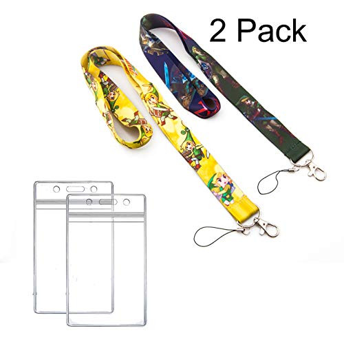 GTOTd The Legend of Zelda Lanyard with ID Badge Holder (2 Pack) Durable and Premium Quality Kid Lanyard with id Holder?Party Supply Zelda Gifts Toys