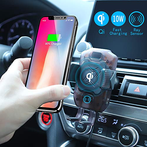 Wireless Car Charger, Qi Wireless Smart Sensor Auto-Clamping Fast Charging Mount, Compatible with iPhone 11/11 Pro/11 Pro Max/Xs MAX/XS/XR/X/8/8+,Samsung S10/S10+/S9/S9+/S8/S8+