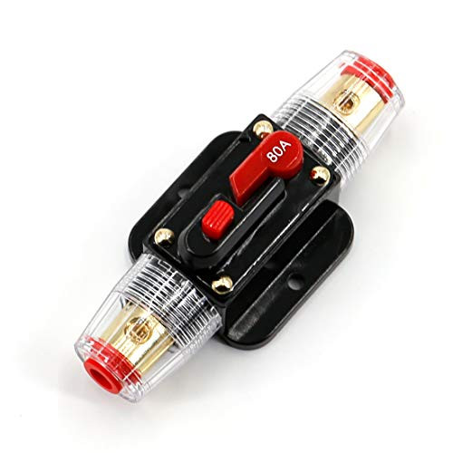 UTSAUTO Circuit Breaker 80Amp Resettable Fuse Circuit Breaker Auto Car Stereo Inline Fuse Holders Inverter, Manual Reset 12V-24V DC for Automotive Marine Boat Audio System Protection