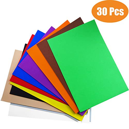 Jyongmer 30Pcs EVA Foam Handicraft Sheets Assorted Colorful Crafting Sponge for Craft DIY Projects, Party, Kids Handicraft, Classroom, 9 x 12inch(10 Colors)