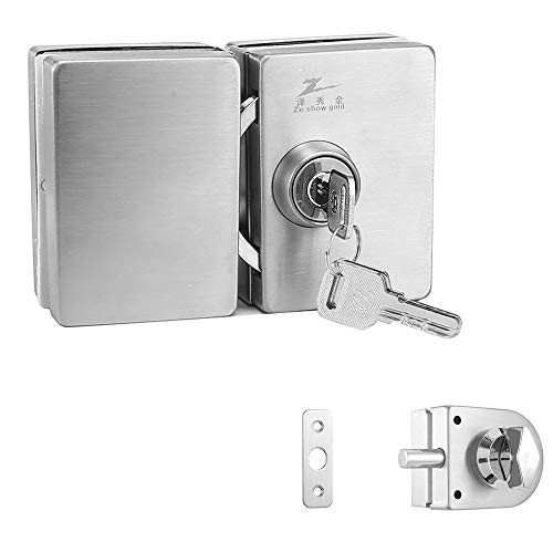 Frameless Glass Door Lock Office Lock Push-Pull Door Lock Central Door Lock Double Door Stainless Steel Lock (Can't Open to Each Other)