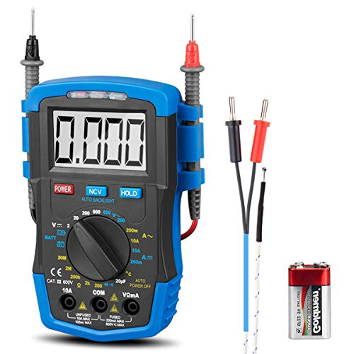 Digital Multimeter DC AC Voltage NCV Tester, Current, Resistance, Continuity Buzzer Tests Diodes with Temperature Meter ANNMETER AN-37B