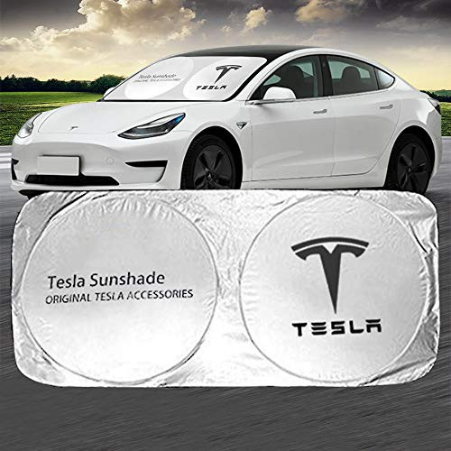 Tesla Car Windshield Sun Shade Front Window Windshield Blocks UV Rays Sun Visor Protector Sunshade for 2020 Tesla Model Y 2018 2019 2020 Tesla Model 3 Tesla Model S 2012-2018 Tesla Accessories