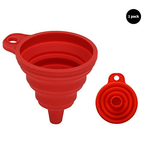 Collapsible Funnel, Foldable Kitchen Funnel for Water Bottle Liquid Transfer Food Grade(Red)