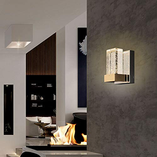 LED Wall Lights Indoor Wall Lamps Rectangle Wall Lighting Fixture Chrome Finish with Bubble Glass for Bedroom Living Room Bar Hallway Room Decor Not Dimmable(5W)