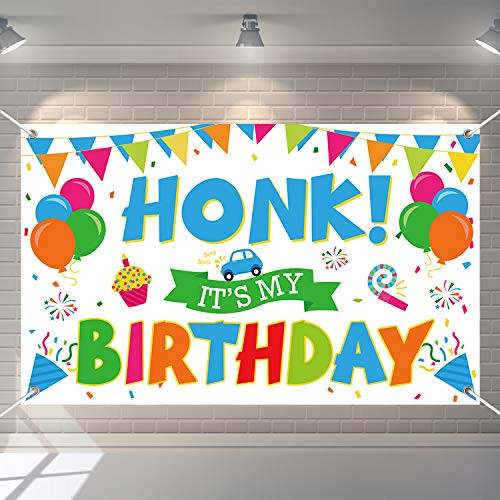 HONK ITS My Birthday Quarantine Banner Backdrop Large Happy Birthday Yard Sign backgroud It's My Birthday Backdrop Party Indoor Outdoor Car Decorations(White)