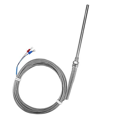 HERCHR M8 Thread PT100 Platinum Resistance Thermocouple 100mm Probe Temperature Sensor Wire 0-400 ? (13 Feet)
